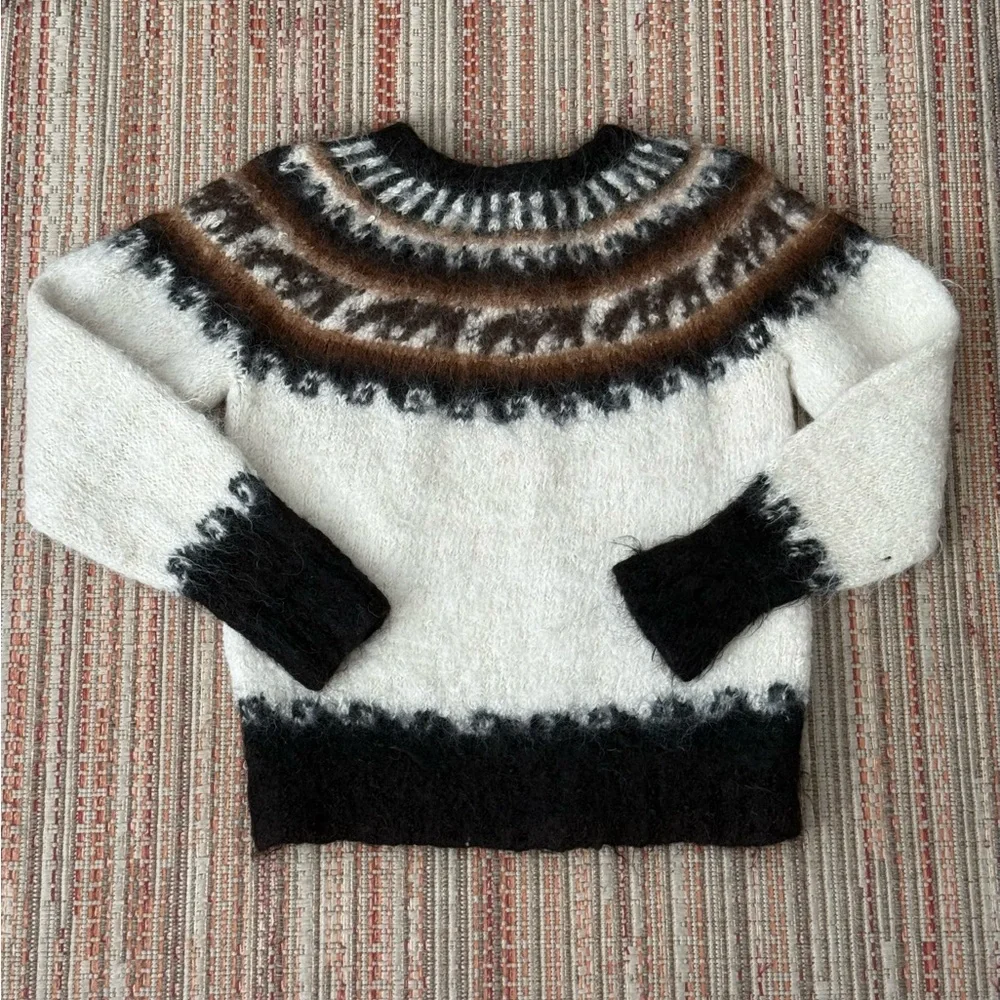INCA Alpaca wool 100% Pura Cream,Black & Brown.  Small - Picture 2 of 5